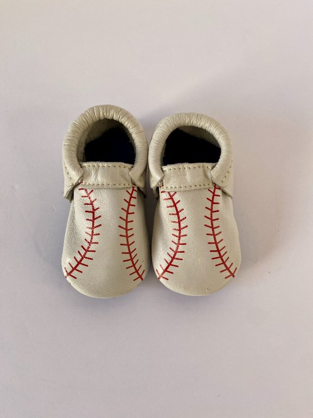 Size 5 Freshly Picked Leather Baseball Moccasins Blue Sole Leather